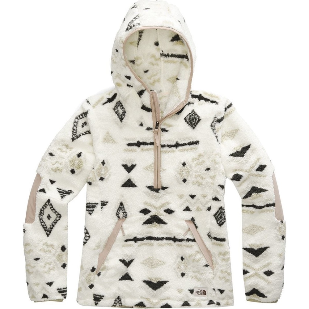 The North Face Women's White and Black Patterned Fleece Hoodie